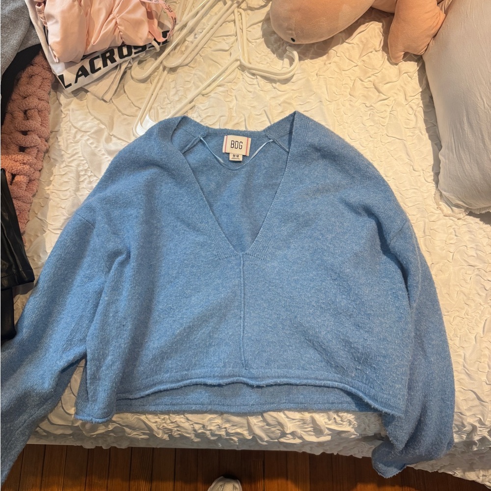 BDG Urban Outfitters Women's Soft Blue V-Neck Sweater